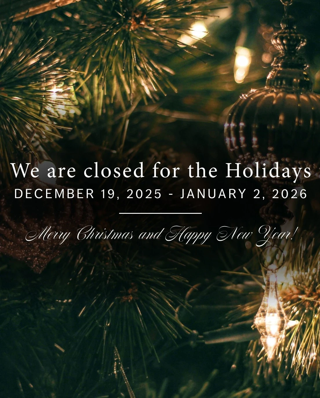 We are closed for the Holidays mobile banner